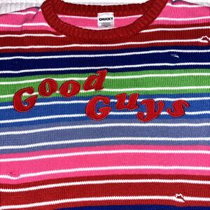 Chucky Good Guys Sweater XXL Adult Rainbow Stripe Cosplay